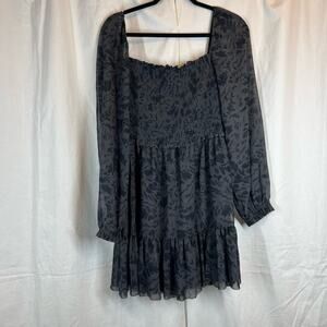 Wilfred Aritzia tempest tiered smocked square neck mini dress voluminous sleeve